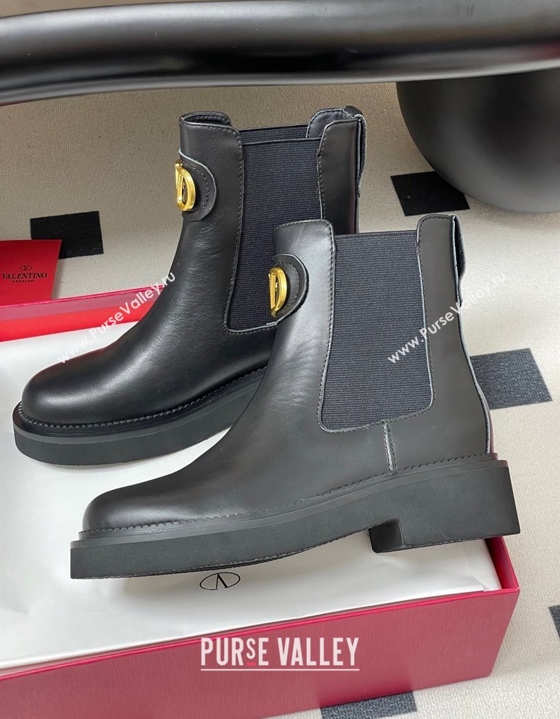 Valentino VLogo Signature Ankle Boots in Calfskin Black 2025 VA082103 (MD-250821007)