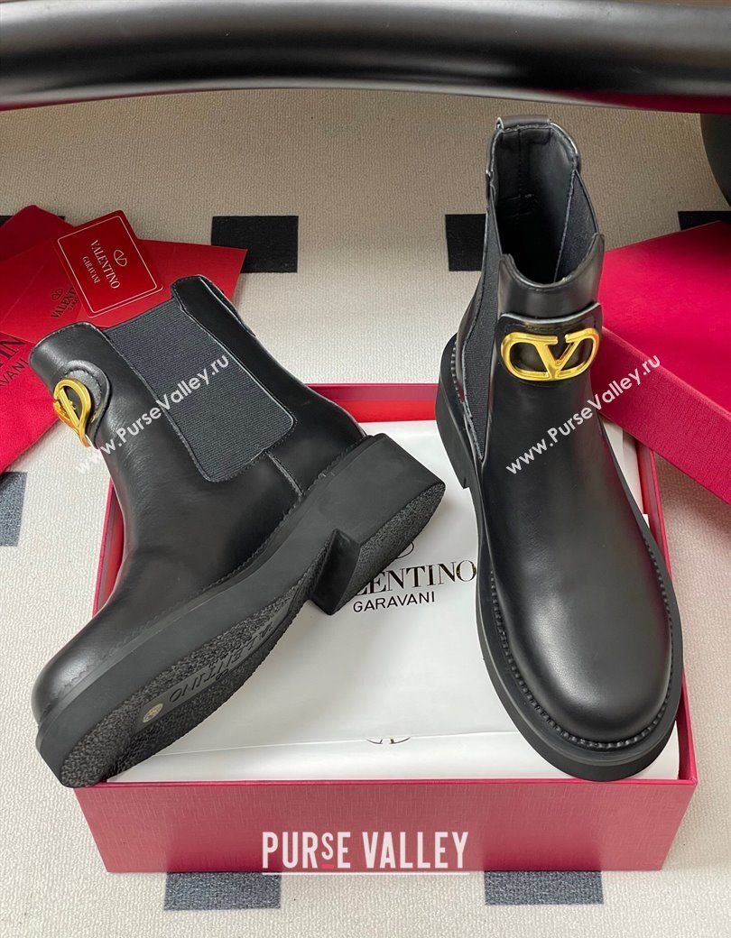 Valentino VLogo Signature Ankle Boots in Calfskin Black 2025 VA082103 (MD-250821007)