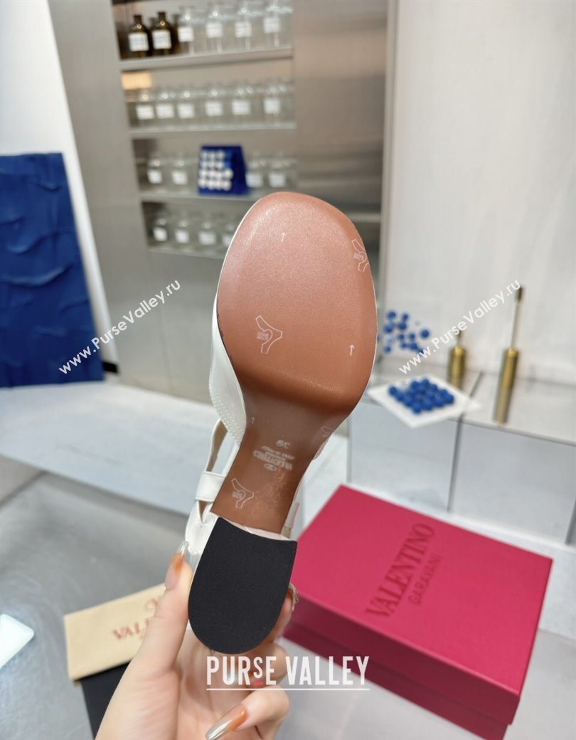 Valentino Fawcette Platform Sandals 10cm in Polished Calfskin White 2025 (XL-250902043)