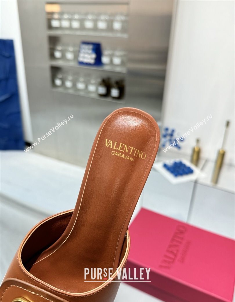 Valentino Vlogo Signature Heel Slides Sandal 6cm in Calfskin Brown 2025 (XL-250902047)