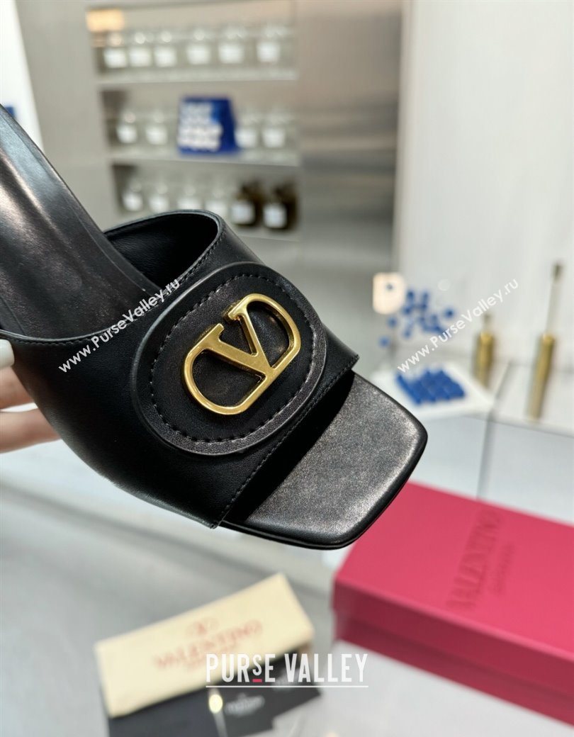 Valentino Vlogo Signature Heel Slides Sandal 6cm in Calfskin Black 2025 (XL-250902048)