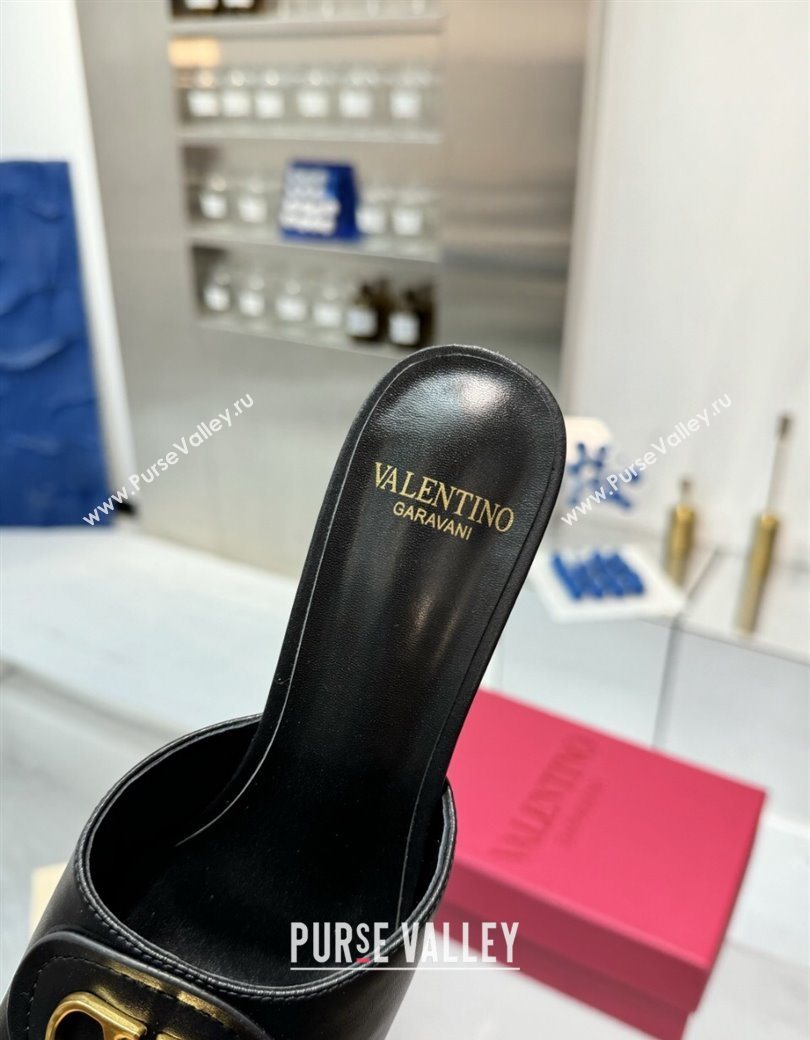 Valentino Vlogo Signature Heel Slides Sandal 6cm in Calfskin Black 2025 (XL-250902048)