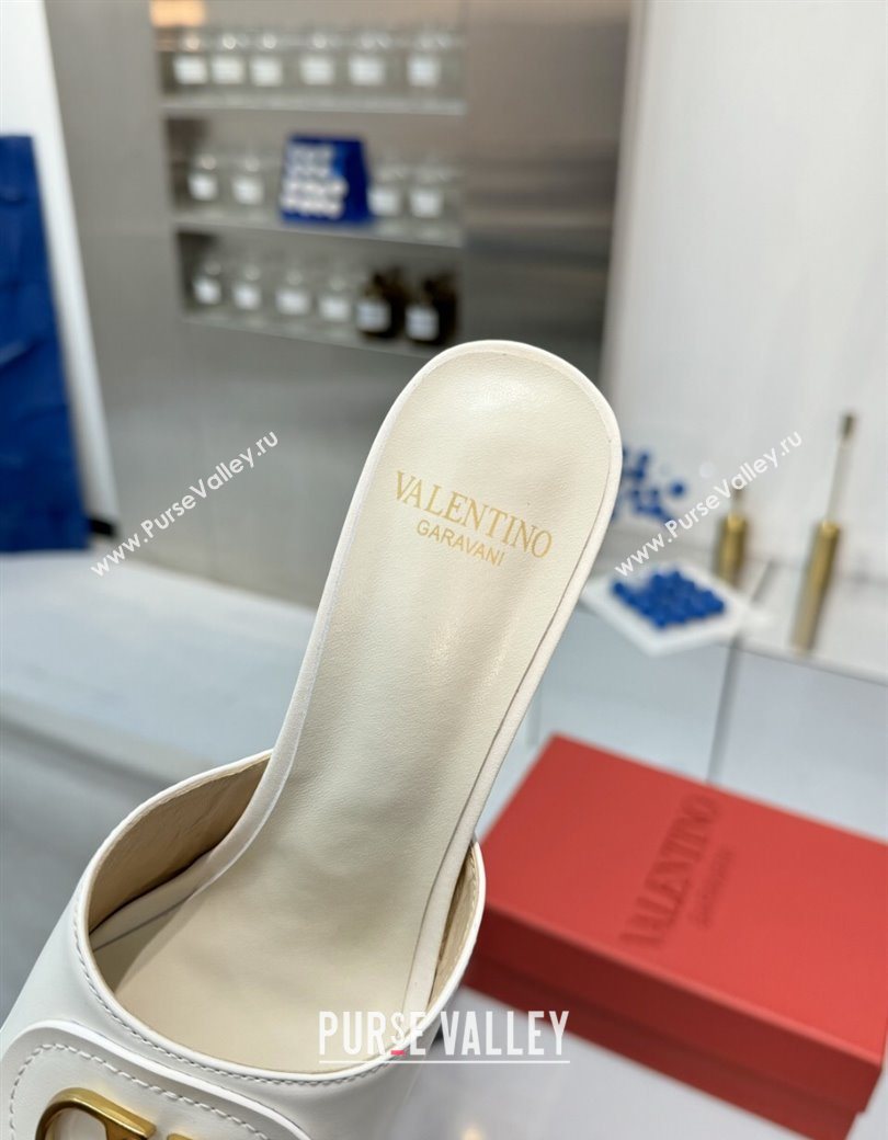Valentino Vlogo Signature Heel Slides Sandal 6cm in Calfskin White 2025 (XL-250902049)