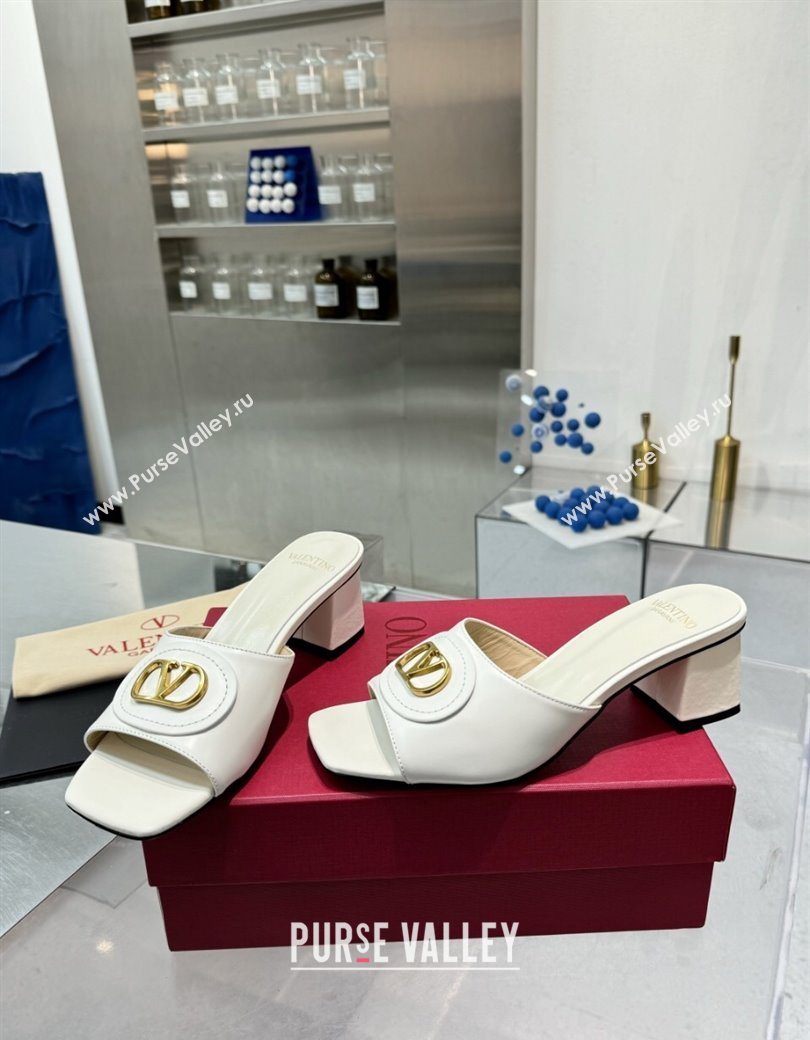 Valentino Vlogo Signature Heel Slides Sandal 6cm in Calfskin White 2025 (XL-250902049)