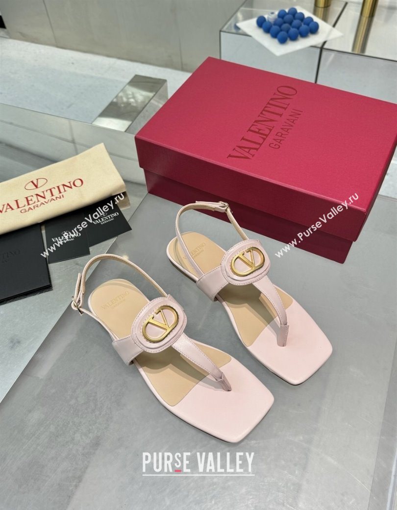 Valentino Vlogo Signature Flat Thong Sandals in Calfskin Light Pink 2025 0902 (XL-250902052)