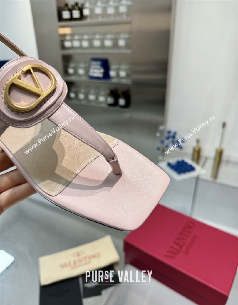 Valentino Vlogo Signature Flat Thong Sandals in Calfskin Light Pink 2025 0902 (XL-250902052)