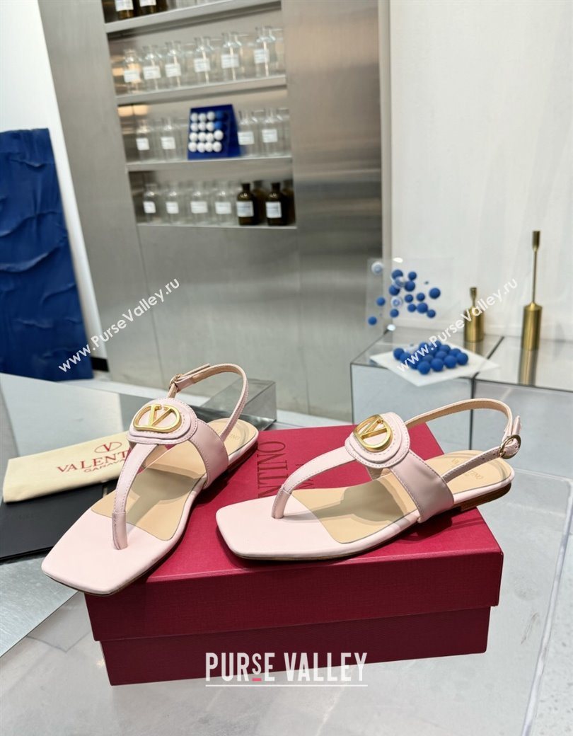 Valentino Vlogo Signature Flat Thong Sandals in Calfskin Light Pink 2025 0902 (XL-250902052)