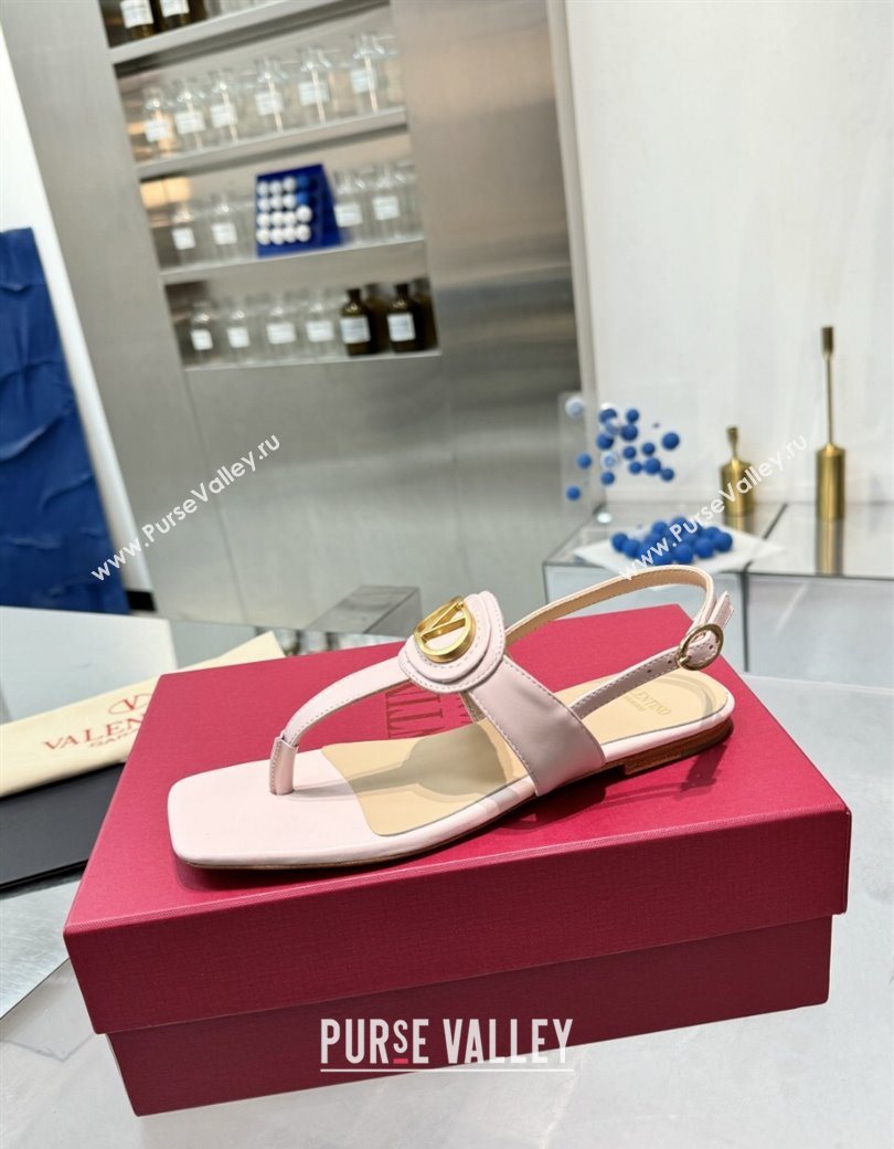 Valentino Vlogo Signature Flat Thong Sandals in Calfskin Light Pink 2025 0902 (XL-250902052)
