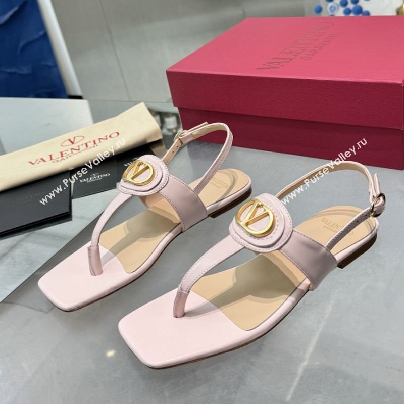 Valentino Vlogo Signature Flat Thong Sandals in Calfskin Light Pink 2025 0902 (XL-250902052)