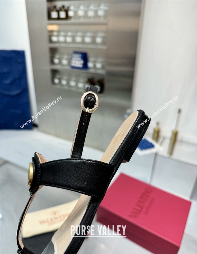 Valentino Vlogo Signature Flat Thong Sandals in Calfskin Black 2025 0902 (XL-250902053)