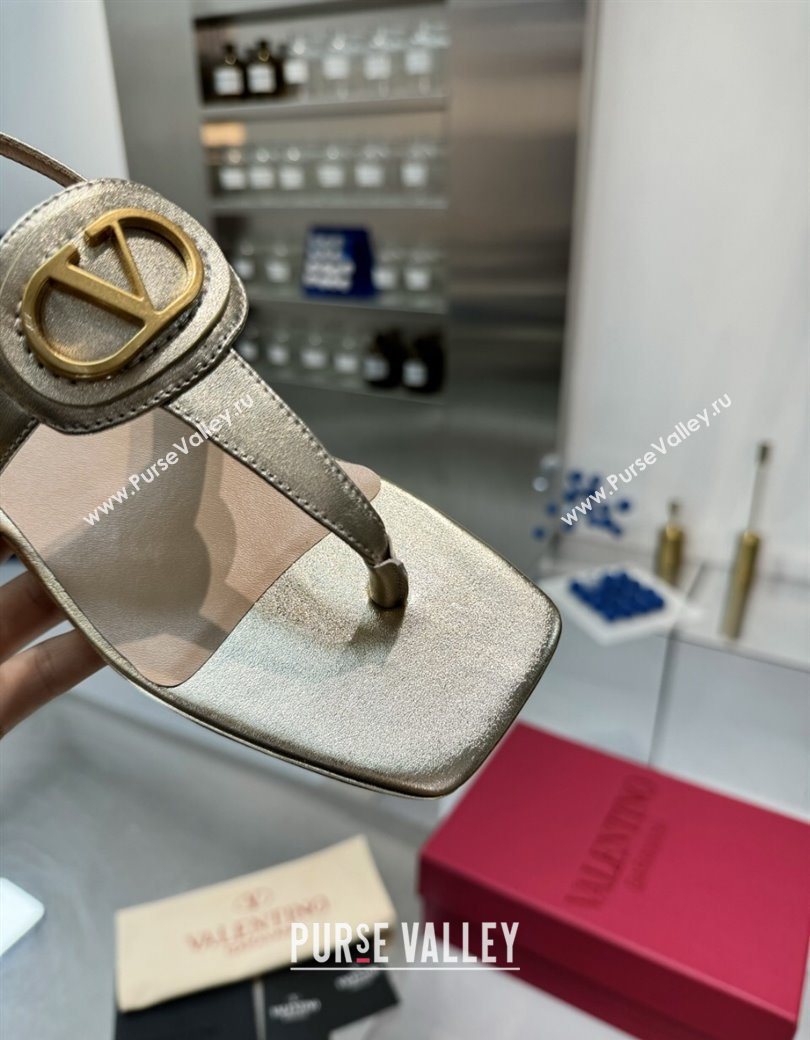 Valentino Vlogo Signature Flat Thong Sandals in Calfskin Gold 2025 0902 (XL-250902054)
