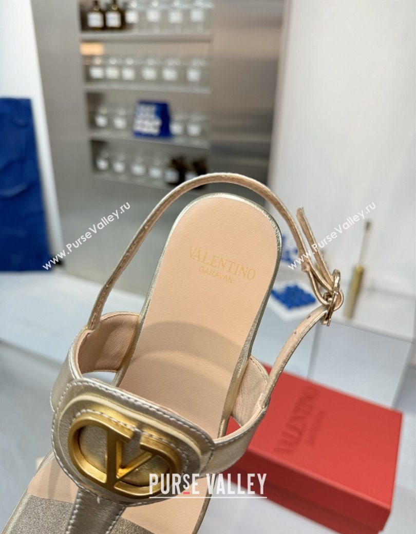 Valentino Vlogo Signature Flat Thong Sandals in Calfskin Gold 2025 0902 (XL-250902054)