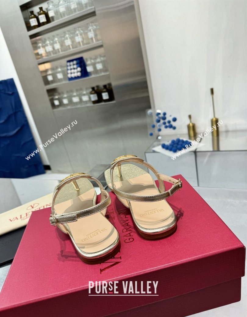 Valentino Vlogo Signature Flat Thong Sandals in Calfskin Gold 2025 0902 (XL-250902054)