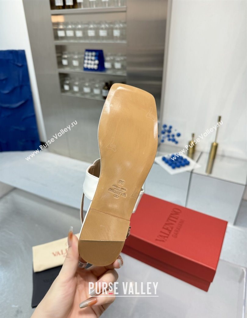 Valentino Vlogo Signature Flat Thong Sandals in Calfskin White 2025 0902 (XL-250902055)