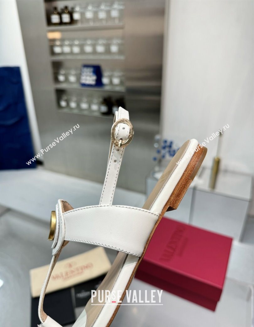 Valentino Vlogo Signature Flat Thong Sandals in Calfskin White 2025 0902 (XL-250902055)