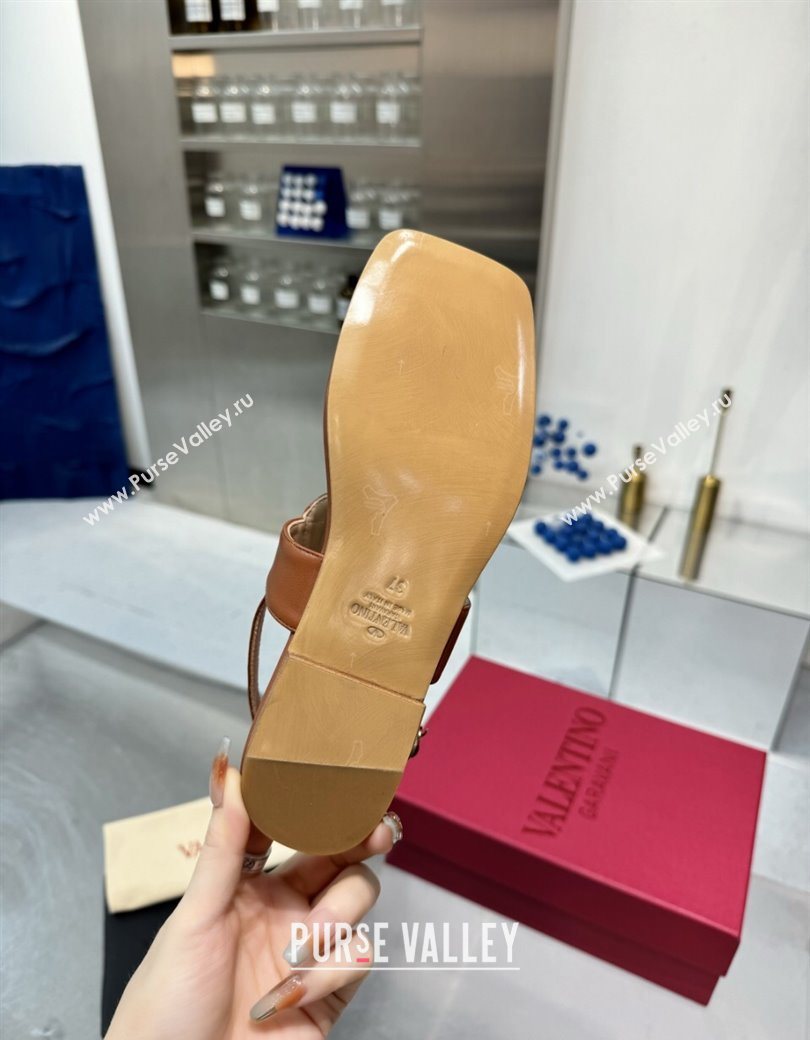 Valentino Vlogo Signature Flat Thong Sandals in Calfskin Brown 2025 0902 (XL-250902056)