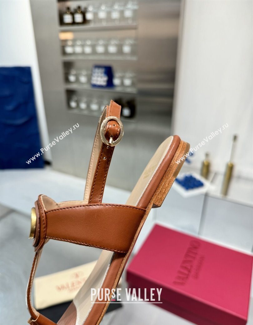 Valentino Vlogo Signature Flat Thong Sandals in Calfskin Brown 2025 0902 (XL-250902056)