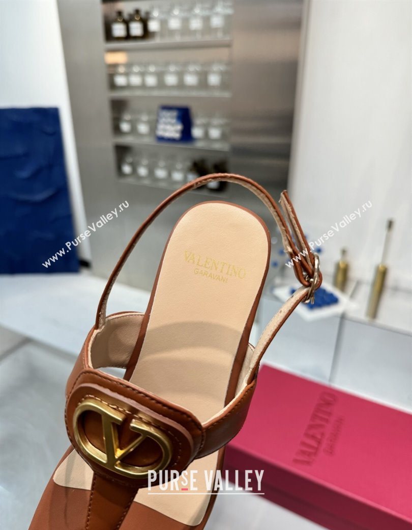 Valentino Vlogo Signature Flat Thong Sandals in Calfskin Brown 2025 0902 (XL-250902056)