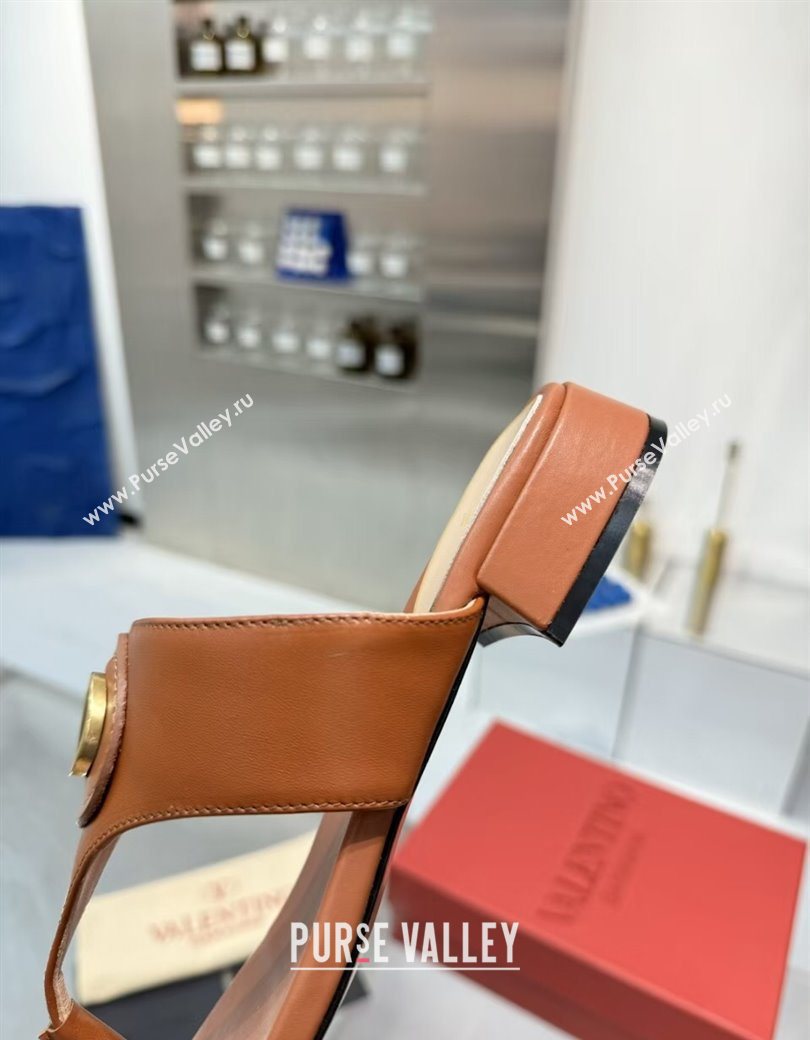 Valentino Vlogo Signature Flat Thong Slides Sandal in Calfskin Brown 2025 0902 (XL-250902060)