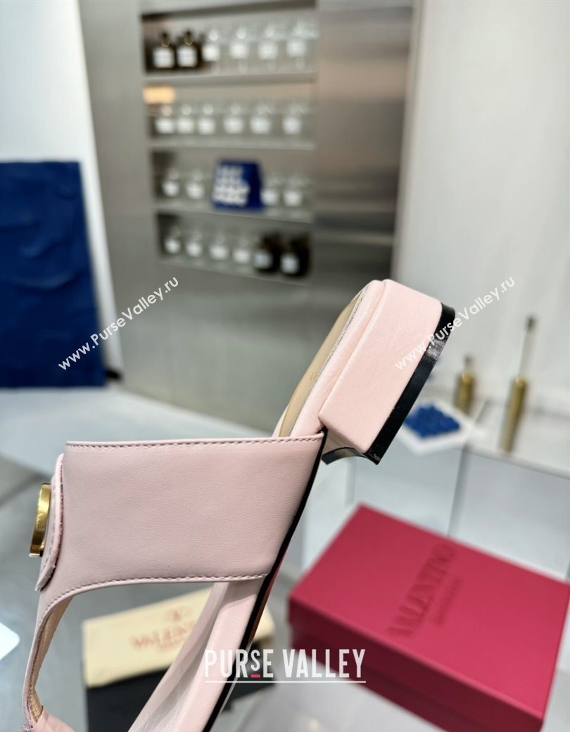 Valentino Vlogo Signature Flat Thong Slides Sandal in Calfskin Light Pink 2025 0902 (XL-250902061)