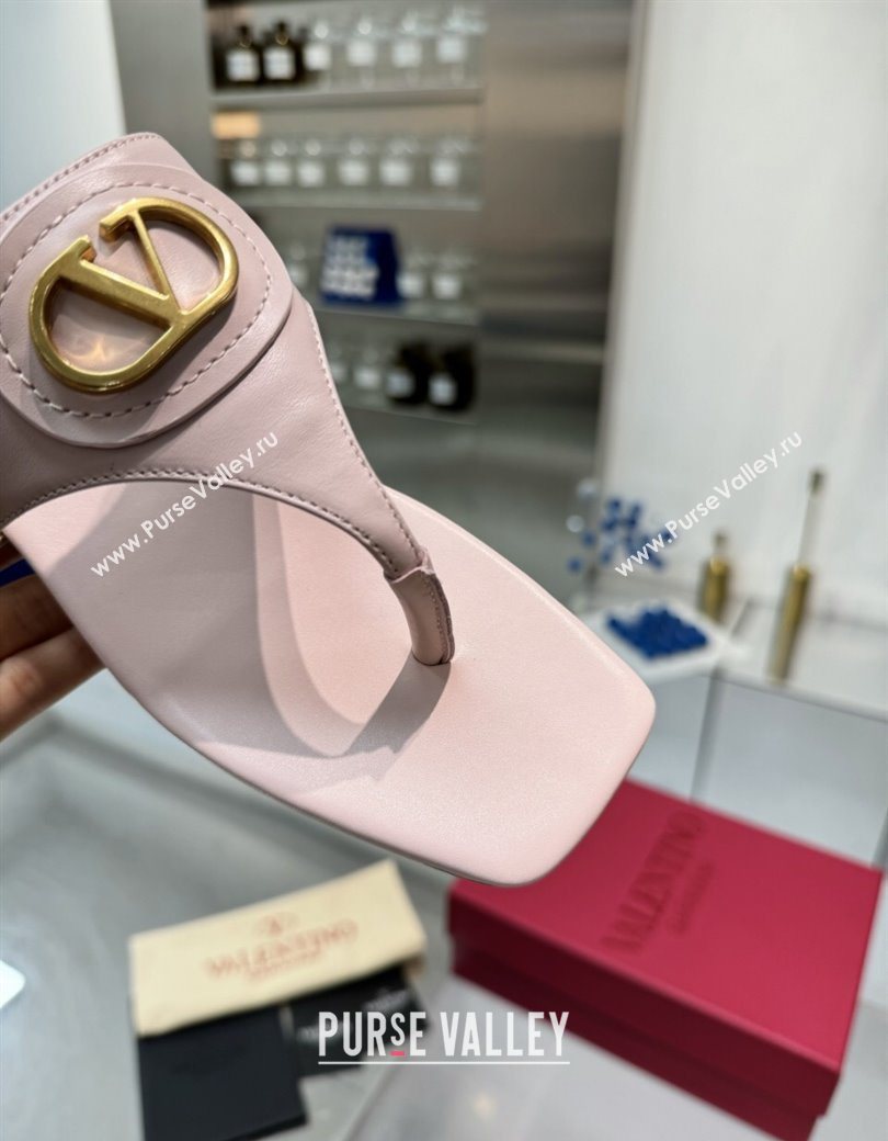 Valentino Vlogo Signature Flat Thong Slides Sandal in Calfskin Light Pink 2025 0902 (XL-250902061)