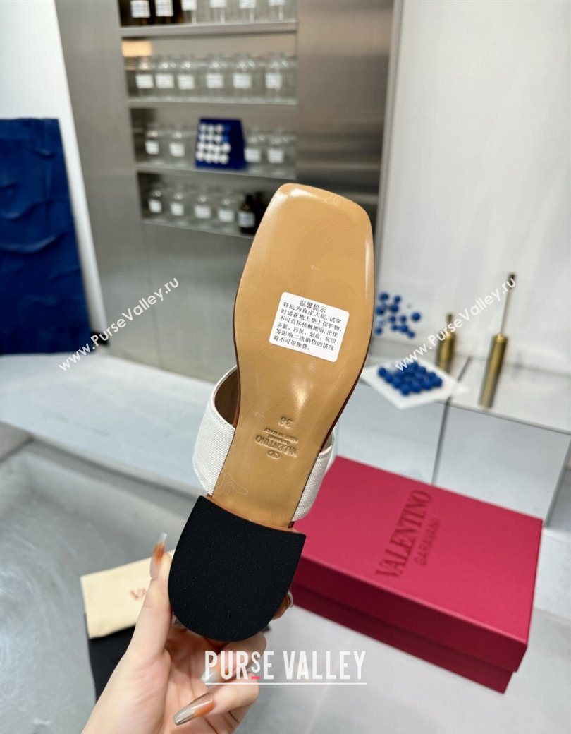 Valentino Vlogo Signature Flat Thong Slides Sandal in Canvas and Leather Brown 2025 0902 (XL-250902062)