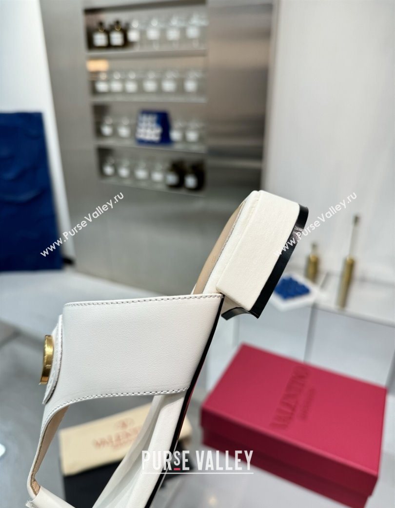 Valentino Vlogo Signature Flat Thong Slides Sandal in Calfskin White 2025 0902 (XL-250902063)