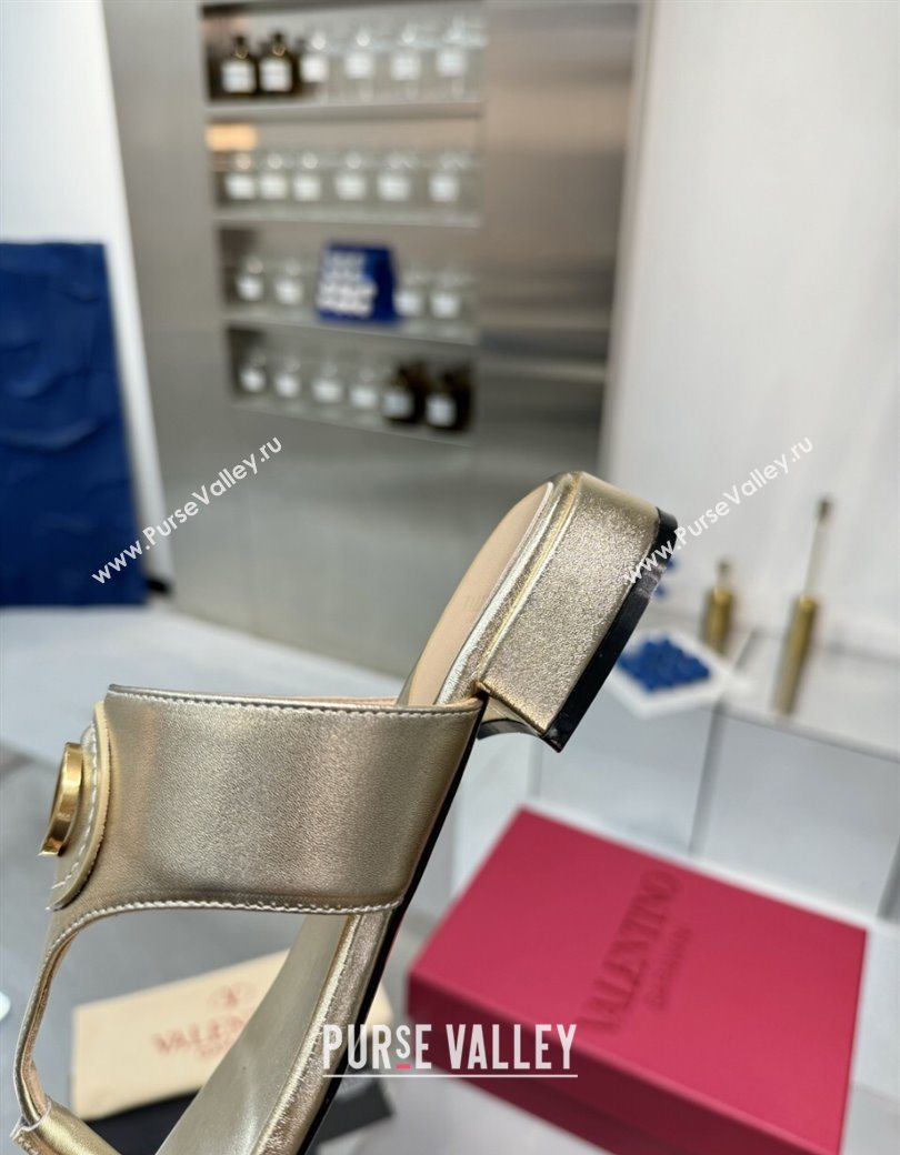 Valentino Vlogo Signature Flat Thong Slides Sandal in Calfskin Gold 2025 0902 (XL-250902064)