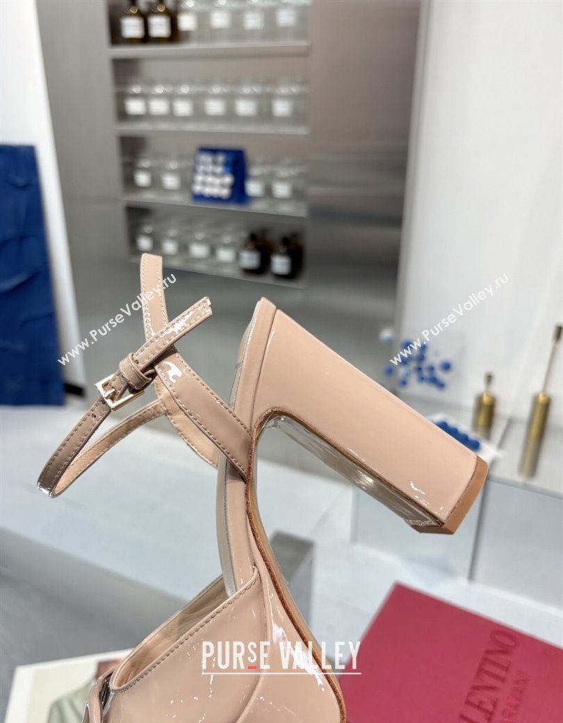Valentino Vlogo Signature Platform Pumps 11cm in Patent Leather Nude 2025 0902 (XL-250902072)