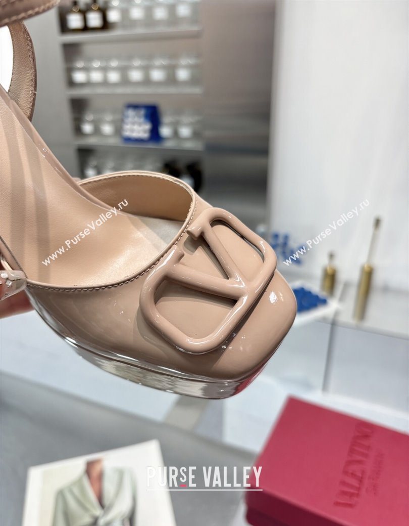 Valentino Vlogo Signature Platform Pumps 11cm in Patent Leather Nude 2025 0902 (XL-250902072)