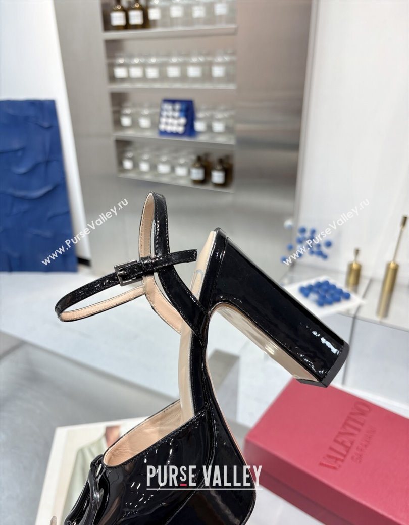 Valentino Vlogo Signature Platform Pumps 11cm in Patent Leather Black 2025 0902 (XL-250902073)