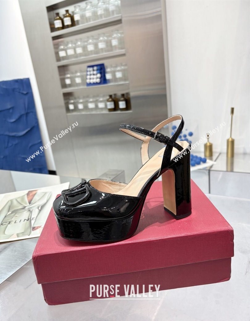 Valentino Vlogo Signature Platform Pumps 11cm in Patent Leather Black 2025 0902 (XL-250902073)