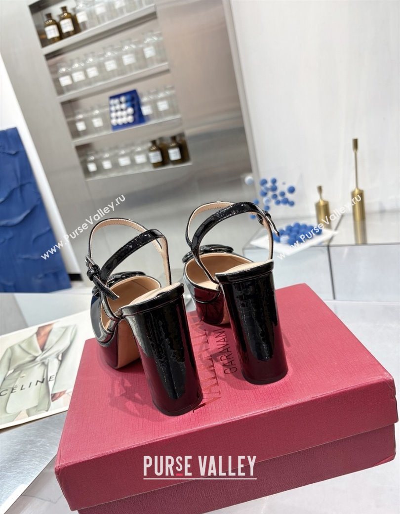 Valentino Vlogo Signature Platform Pumps 11cm in Patent Leather Black 2025 0902 (XL-250902073)