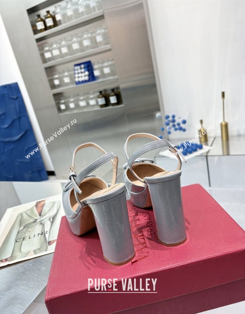 Valentino Vlogo Signature Platform Pumps 11cm in Patent Leather Grey 2025 0902 (XL-250902074)