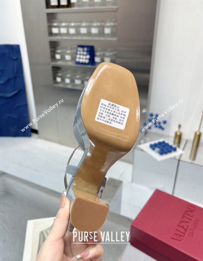 Valentino Vlogo Signature Platform Pumps 11cm in Patent Leather Grey 2025 0902 (XL-250902074)