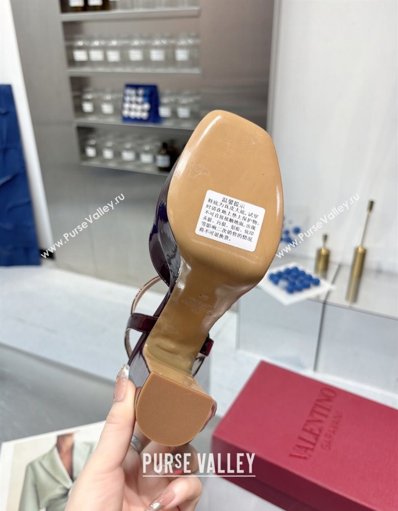 Valentino Vlogo Signature Platform Pumps 11cm in Patent Leather Dark Burgundy 2025 0902 (XL-250902076)