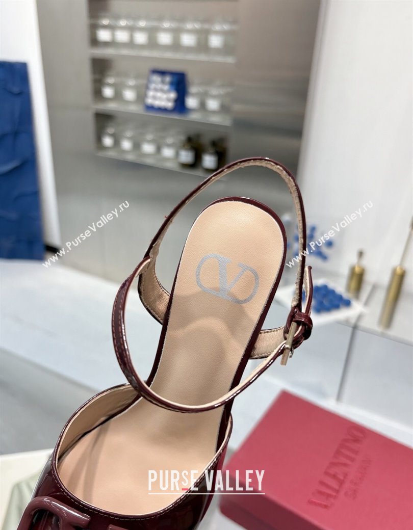 Valentino Vlogo Signature Platform Pumps 11cm in Patent Leather Dark Burgundy 2025 0902 (XL-250902076)