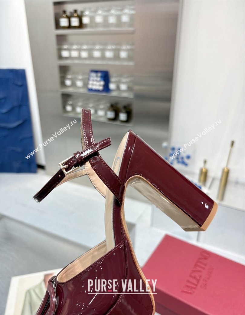 Valentino Vlogo Signature Platform Pumps 11cm in Patent Leather Dark Burgundy 2025 0902 (XL-250902076)