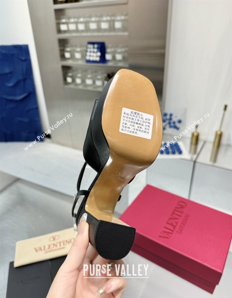 Valentino Vlogo Signature Platform Sandals 11cm in Calfskin Leather All Black 2025 0902 (XL-250902078)