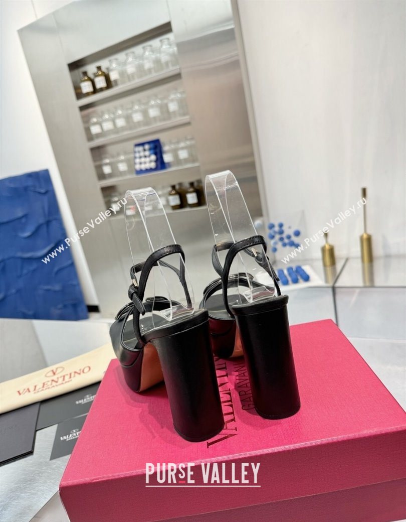 Valentino Vlogo Signature Platform Sandals 11cm in Calfskin Leather All Black 2025 0902 (XL-250902078)
