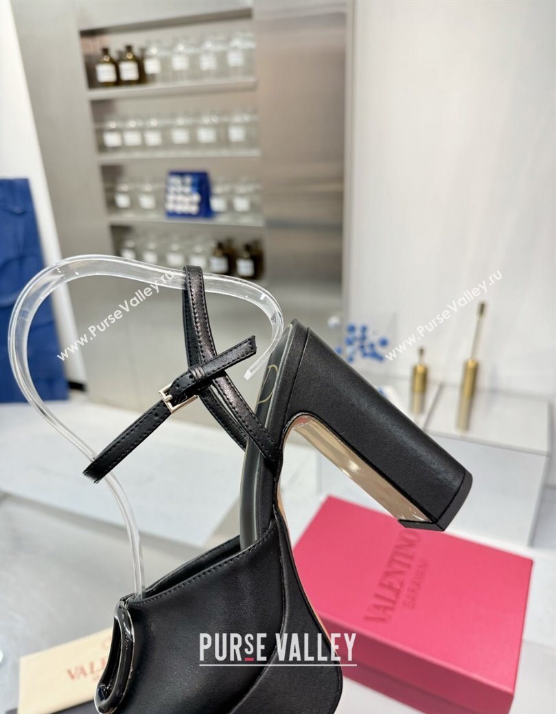 Valentino Vlogo Signature Platform Sandals 11cm in Calfskin Leather All Black 2025 0902 (XL-250902078)