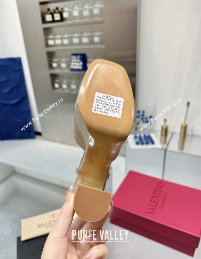 Valentino Gold-Tone Vlogo Signature Platform Sandals 11cm in Calfskin Leather Nude 2025 0902 (XL-250902082)