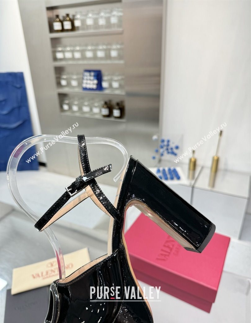 Valentino Vlogo Signature Platform Sandals 11cm in Patent Leather Black 2025 0902 (XL-250902087)