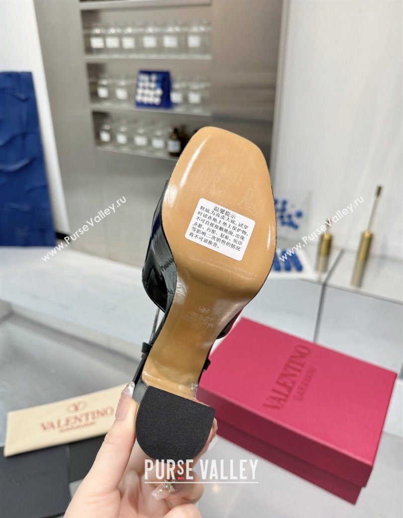 Valentino Vlogo Signature Platform Sandals 11cm in Patent Leather Black 2025 0902 (XL-250902087)