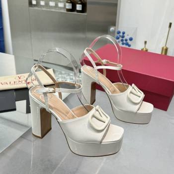 Valentino Vlogo Signature Platform Sandals 11cm in Patent Leather White 2025 0902 (XL-250902088)