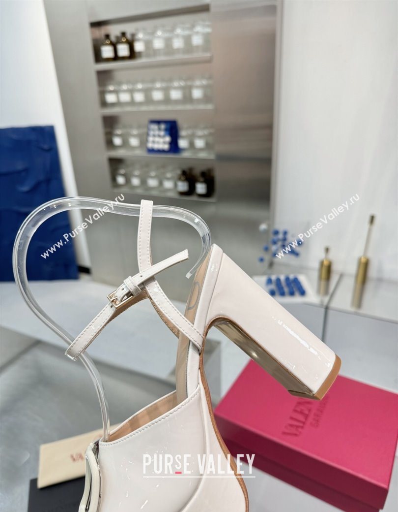 Valentino Vlogo Signature Platform Sandals 11cm in Patent Leather White 2025 0902 (XL-250902088)