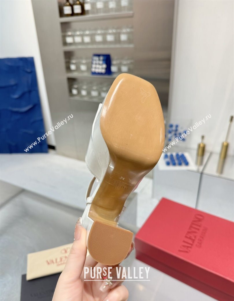 Valentino Vlogo Signature Platform Sandals 11cm in Patent Leather White 2025 0902 (XL-250902088)