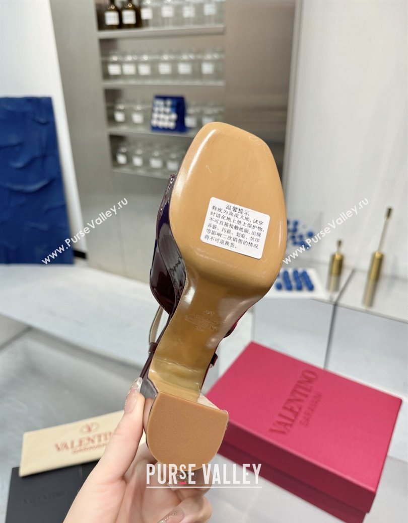 Valentino Vlogo Signature Platform Sandals 11cm in Patent Leather Burgundy 2025 0902 (XL-250902089)