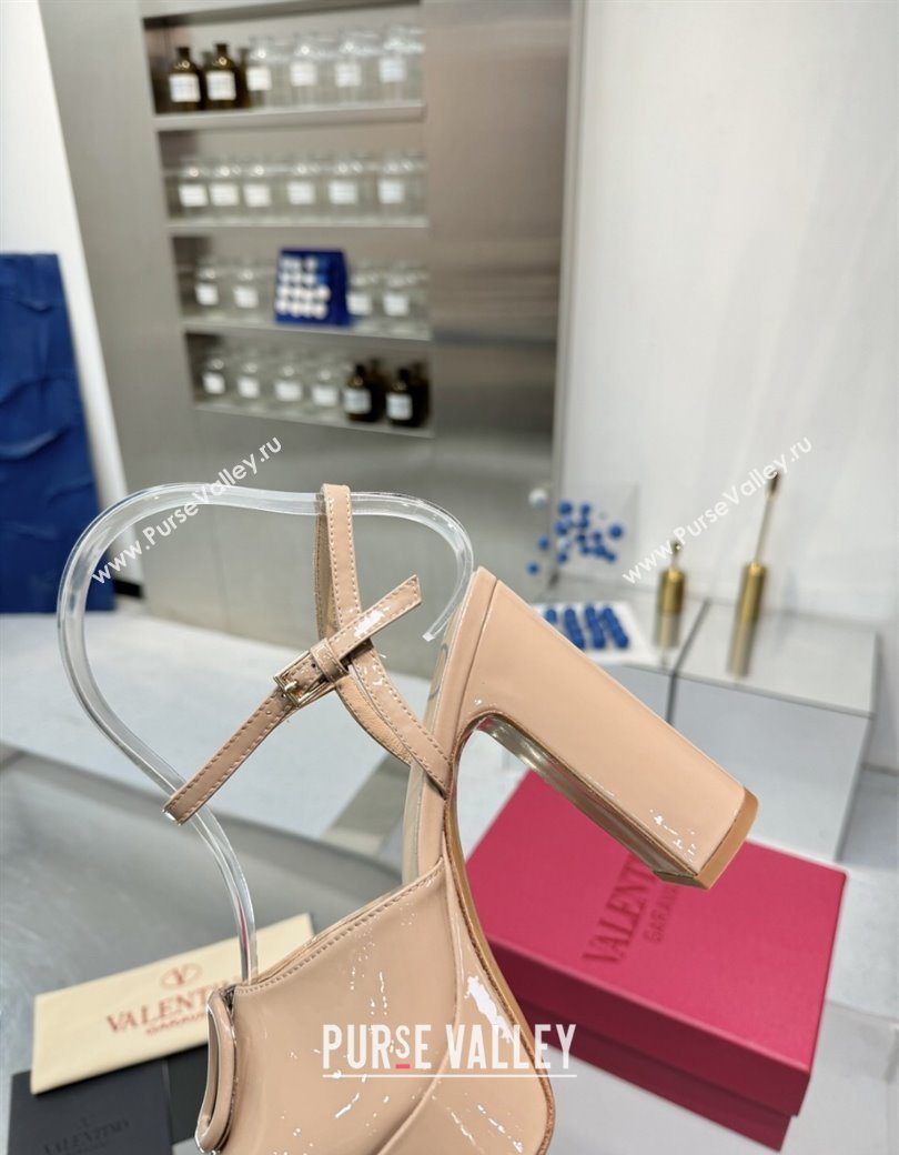 Valentino Vlogo Signature Platform Sandals 11cm in Patent Leather Nude 2025 0902 (XL-250902090)