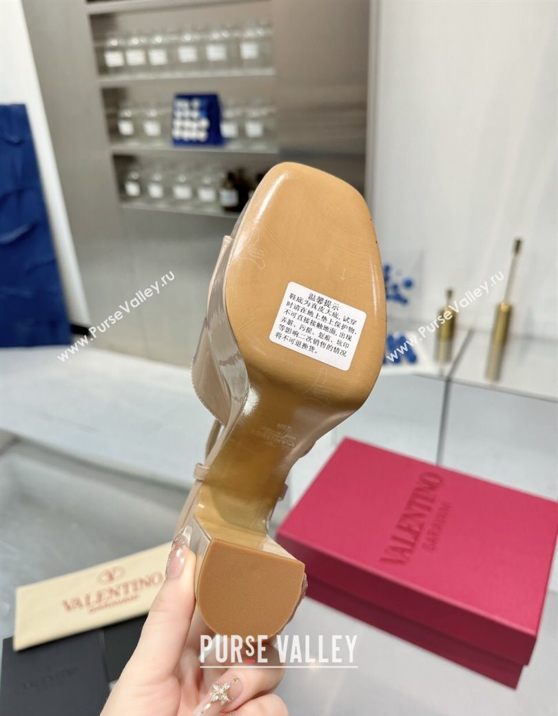 Valentino Vlogo Signature Platform Sandals 11cm in Patent Leather Nude 2025 0902 (XL-250902090)